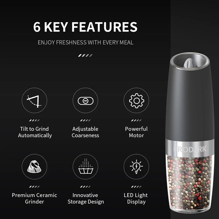Gravity Electric Salt and Pepper Grinder Set with LED Light