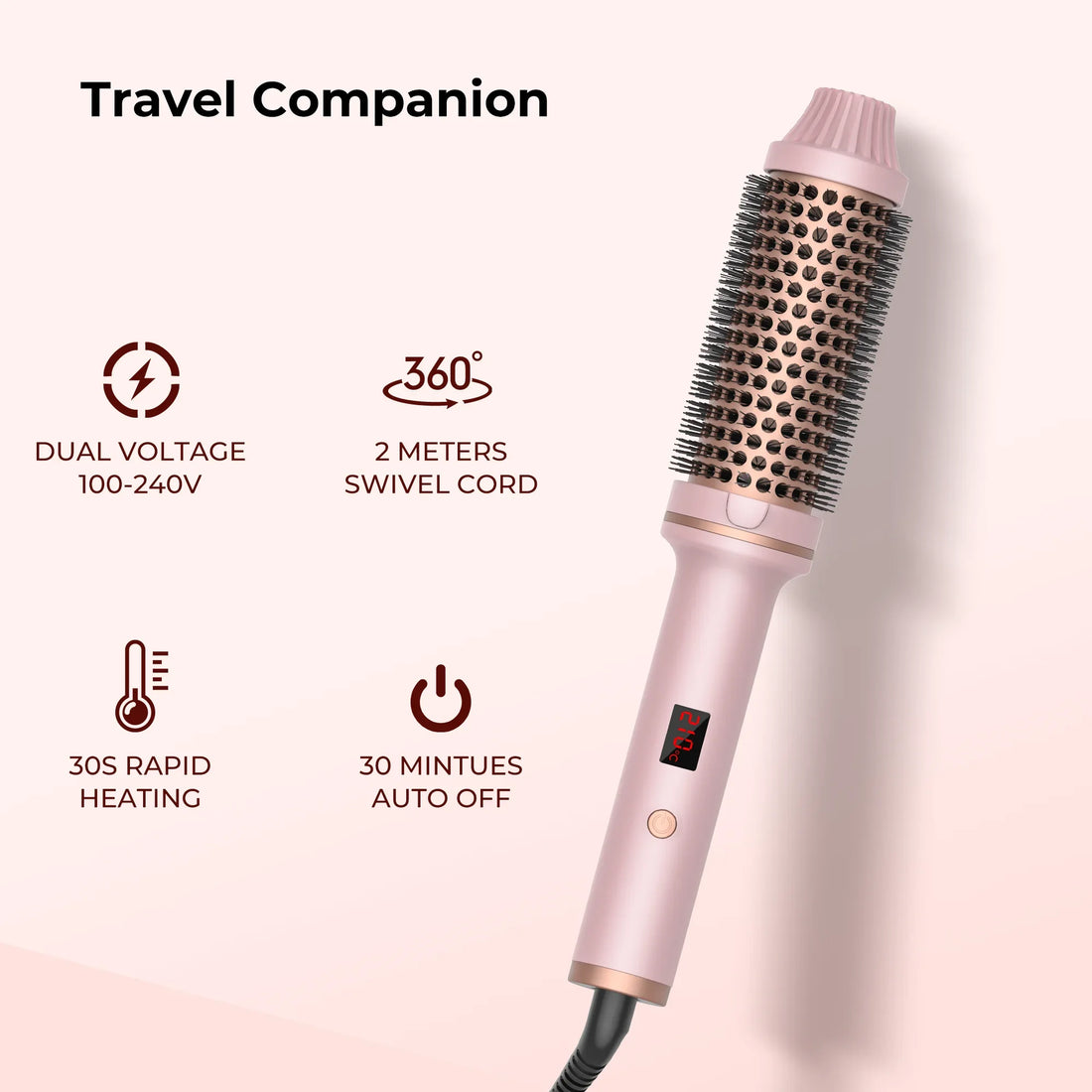Valentine Hair Curler Straightener Heated Anti-Scald Brush