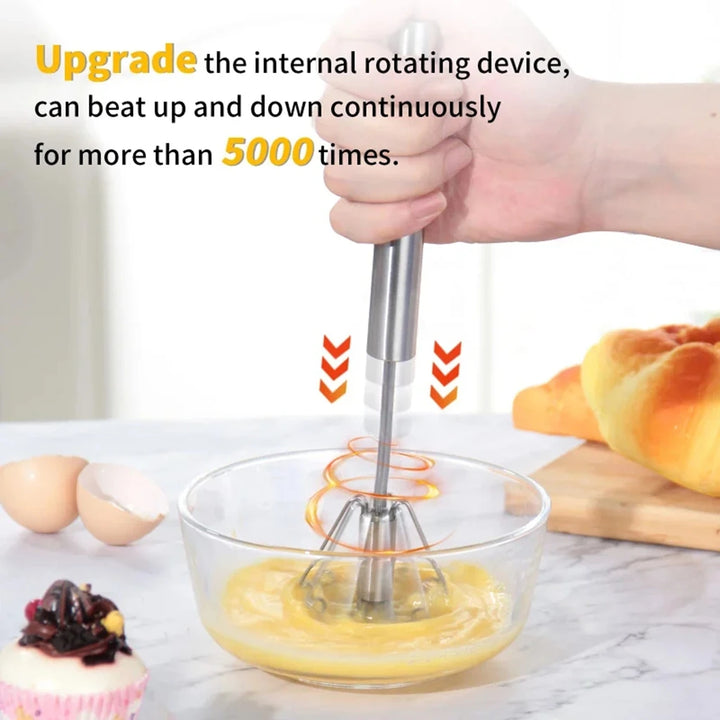 Semi-Automatic Stainless Steel Egg Beater Manual Hand Mixer