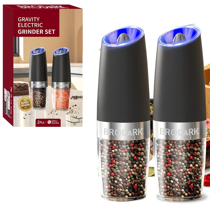 Gravity Electric Salt and Pepper Grinder Set with LED Light
