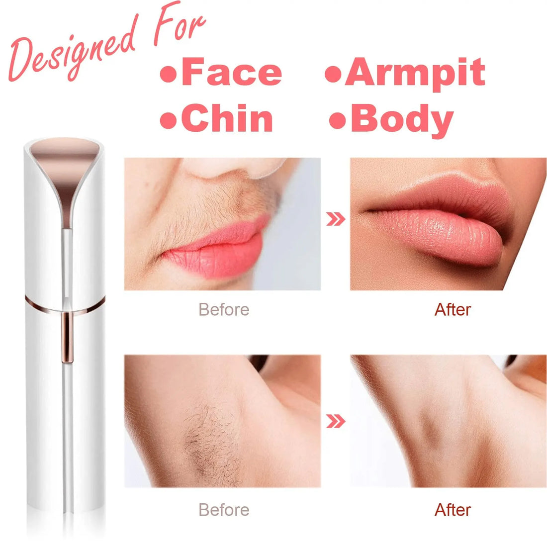 Lipstick Electric Hair Remover – Painless Facial Shaver for Women