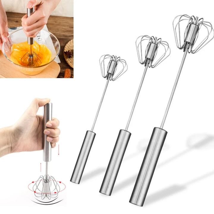 Semi-Automatic Stainless Steel Egg Beater Manual Hand Mixer