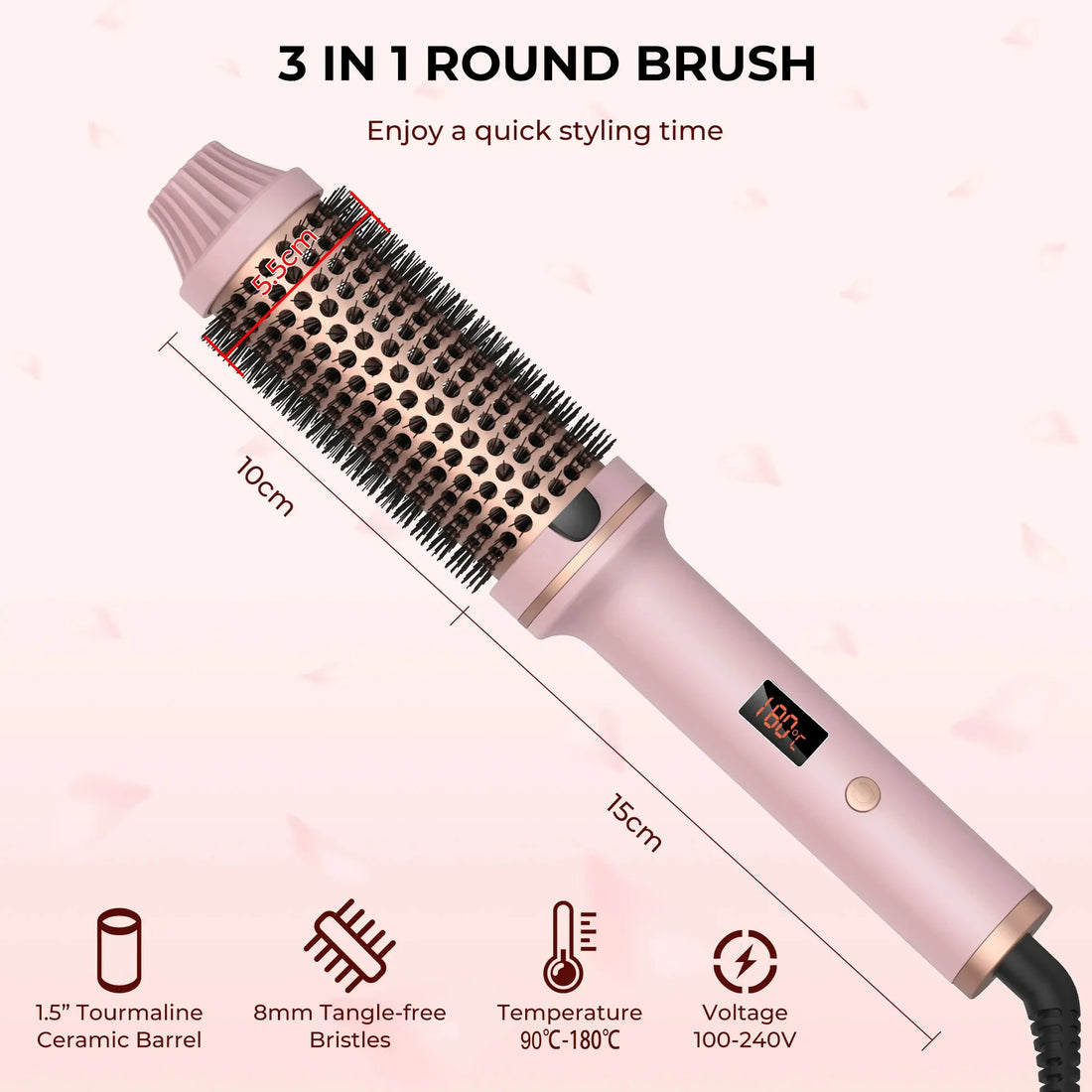 Valentine Hair Curler Straightener Heated Anti-Scald Brush