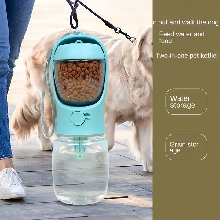 Portable Pet Water Bottle with Food Container for Travel